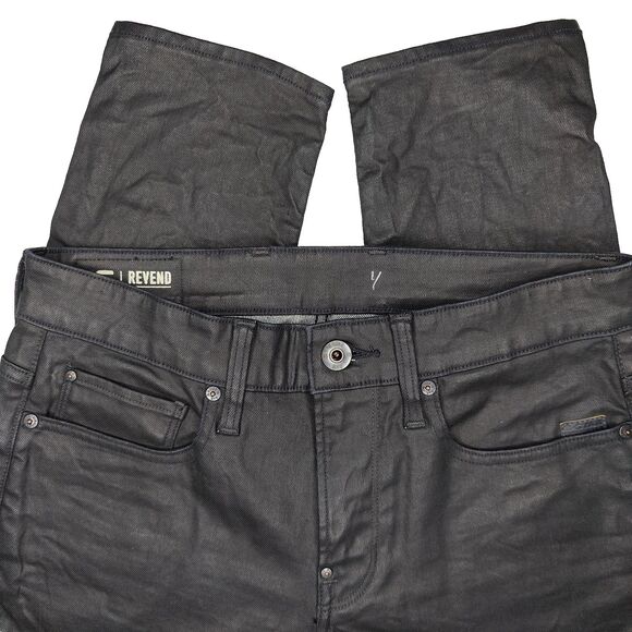 G Star Raw Jeans Mens 29x31 Black Revend Skinny Waxed Denim Pants Pockets - Picture 1 of 7